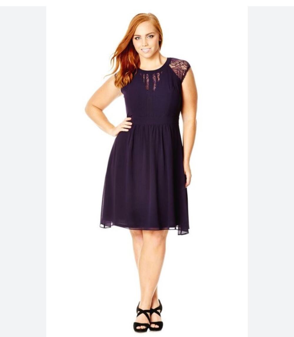 City Chic Lace Detail Purple Dress size XS / 14